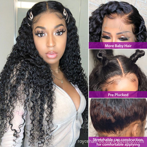 4x4 Lace Wigs Mink Indian Virgin Human Hair Braided Raw Curly Hair Transparent Swiss Lace Closure Wig With Baby Hair